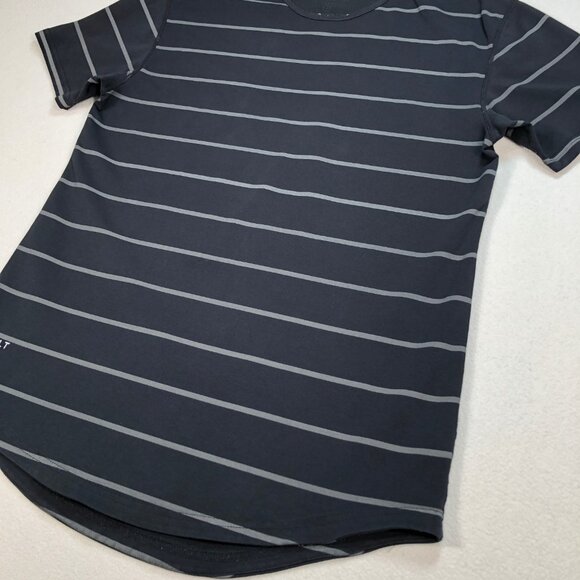 BYLT T-Shirt Mens M Black Stripe Drop Cut LUX Stretch Crew Neck Tee Short Sleeve - Picture 5 of 12